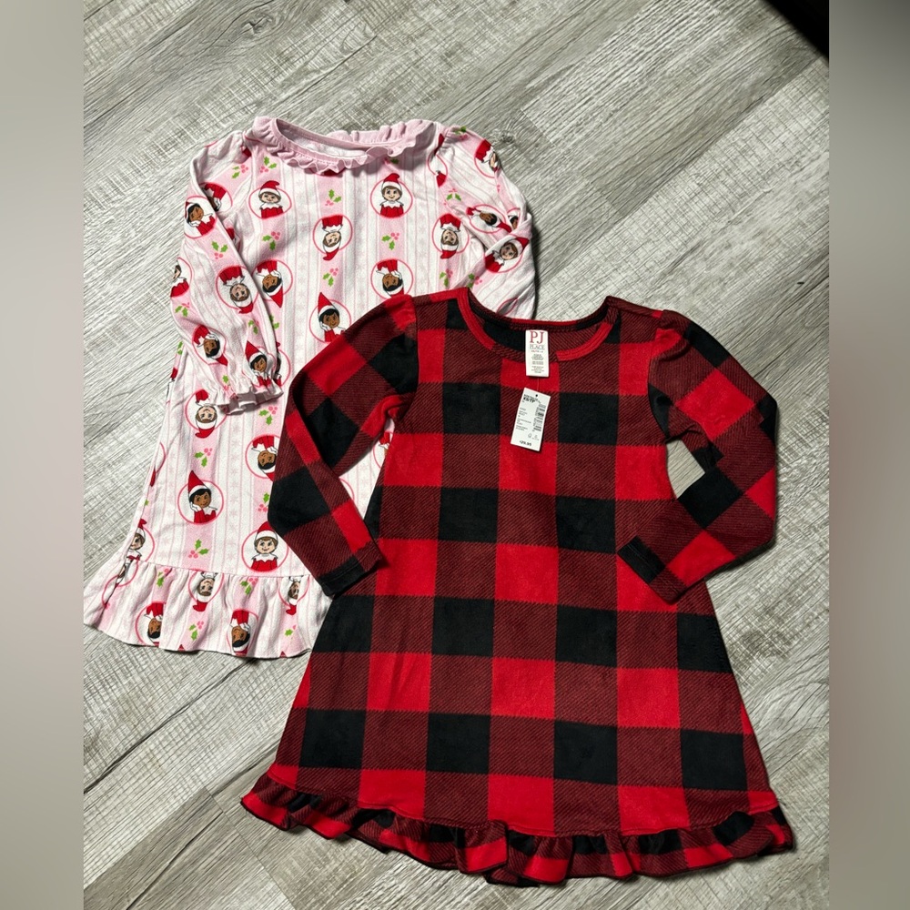Toddler girl Christmas elf on shelf nightgown bundle
